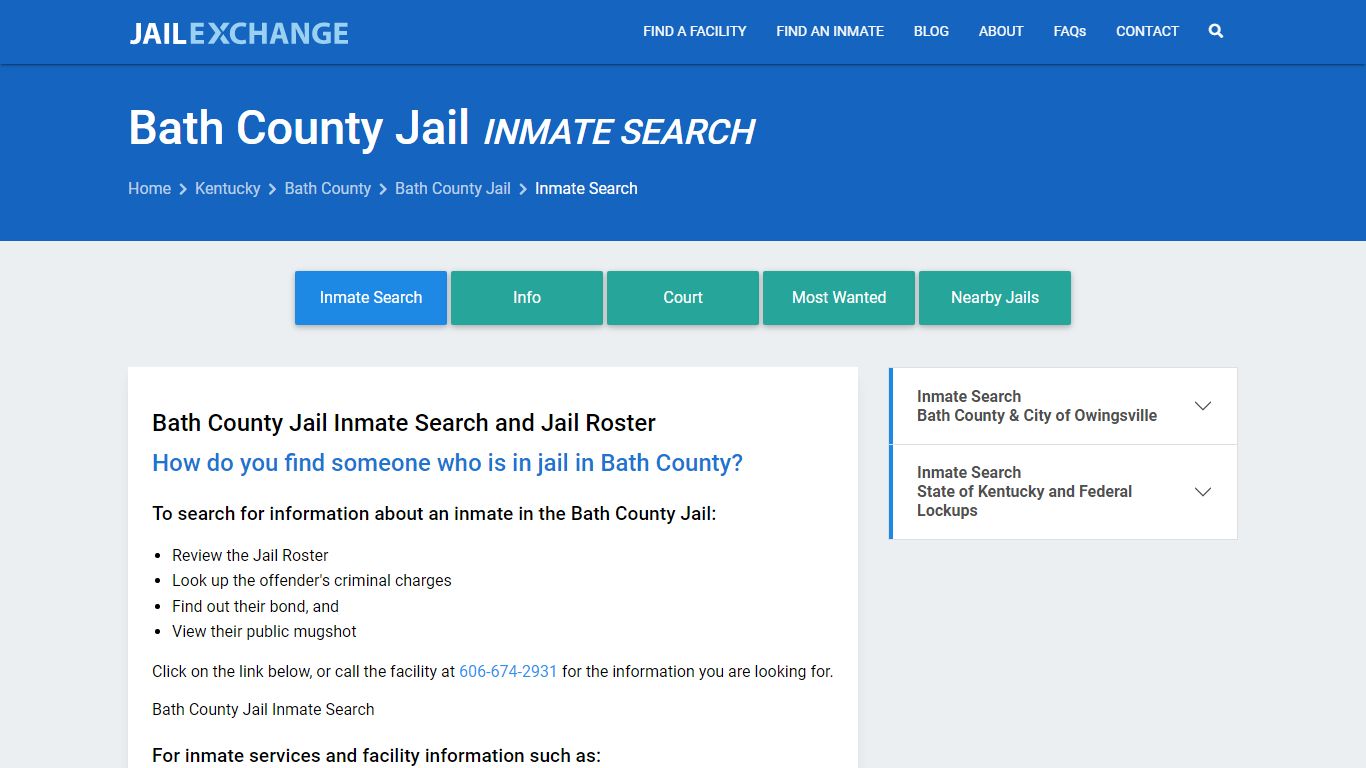 Inmate Search: Roster & Mugshots - Bath County Jail, KY
